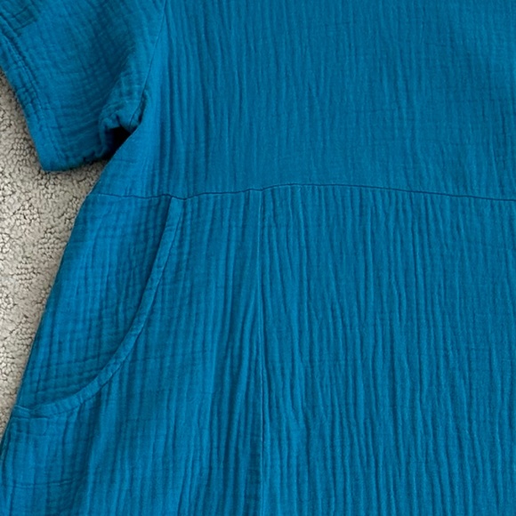 Bryn Walker Mara Cotton Gauze Tunic Dress Teal XS Lagenlook Summer Beach Casual - Picture 3 of 11